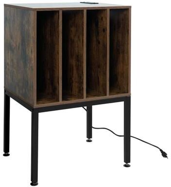 Costway Turntable Record Player Stand with Power Outlets-Rusticbrown