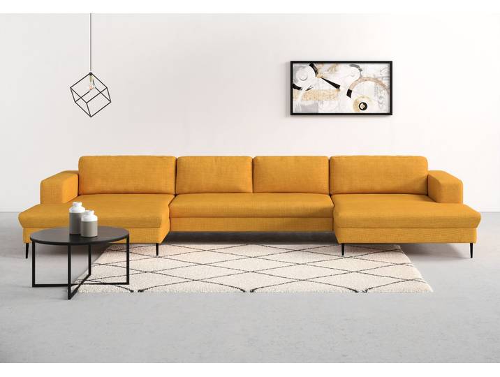 Wohnlandschaft, 438x173 cm, Struktur, Curcuma, Kubisches Design, Modern, Domo-collection