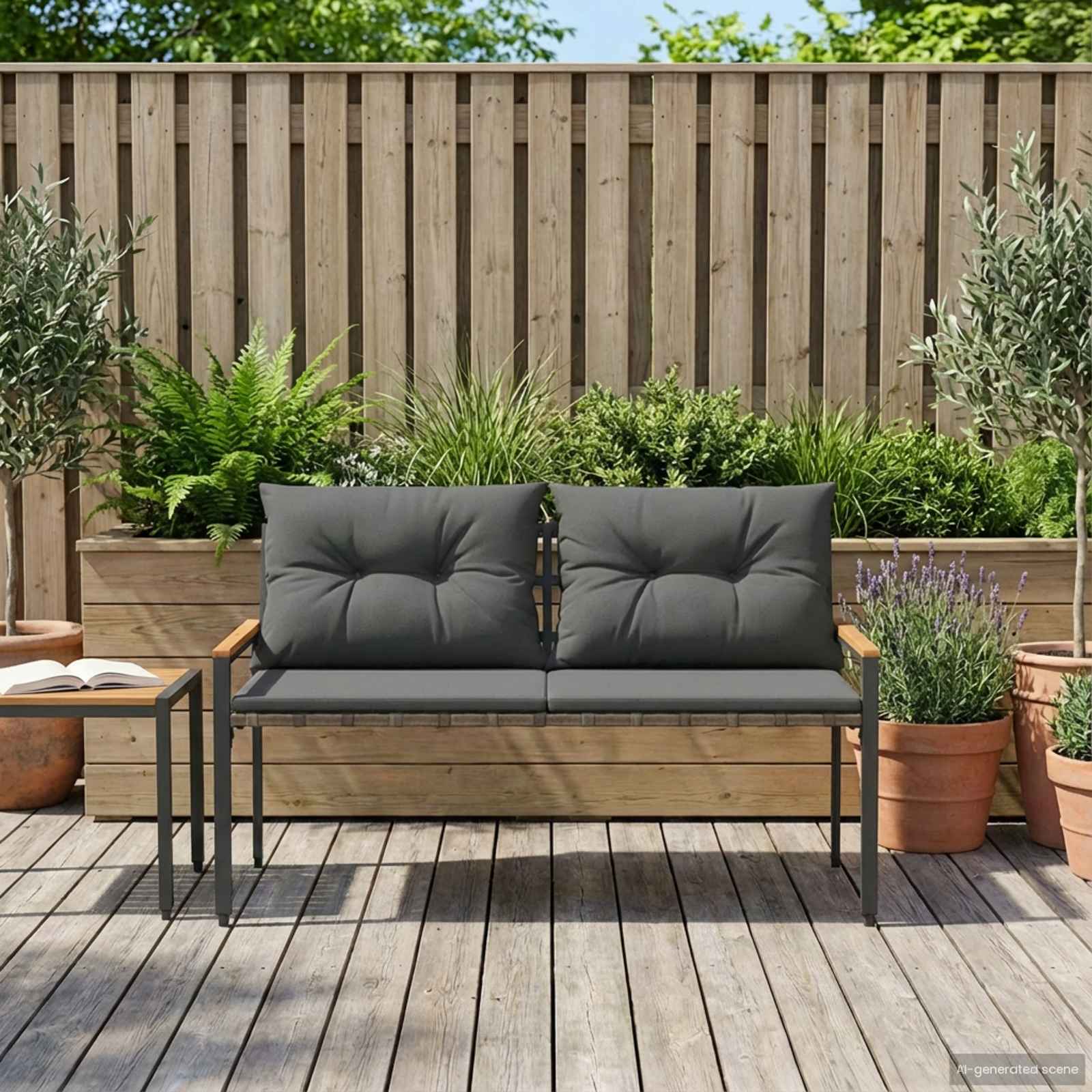 vidaXL Banc extérieur 2 -Seater 116 x 67,5 x 72 cm polyrotin
