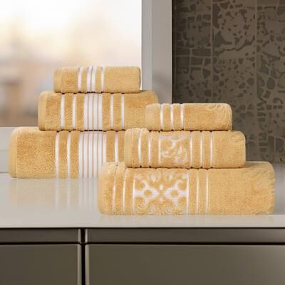 Superior Sadie Zero Twist Cotton Solid and Floral 6 Piece Towel Set