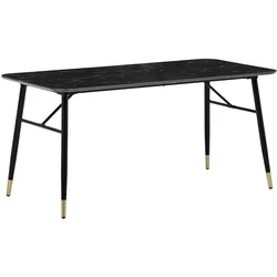 ESSTISCH Marmoroptik Metall Rechteckig Modern Klein, Schwarz 120x60x76 cm