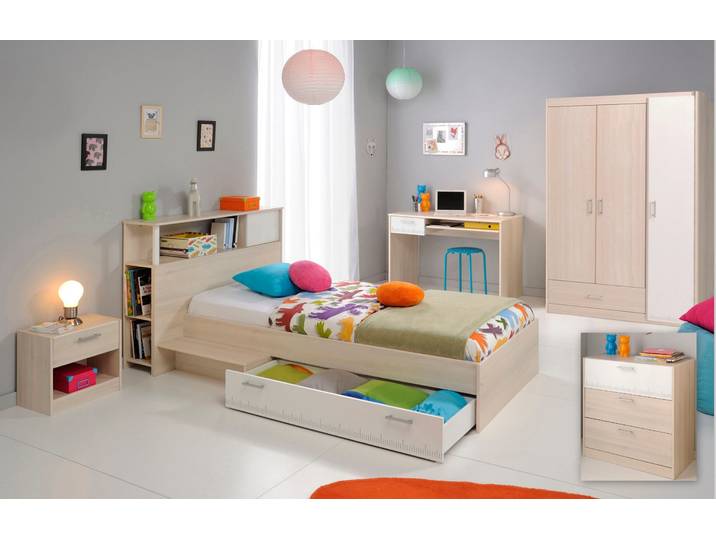 Jugendzimmer-Set PARISOT Charly , weiss (akazie, weiß), Schlafzimmermöbel-Sets, Jugendzimmer-Set