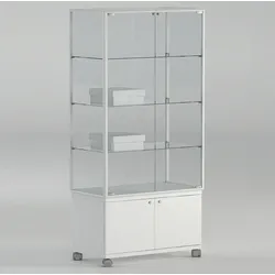 Glas Vitrine mit Unterschrank 180 cm hoch Weiß JT-A91MP