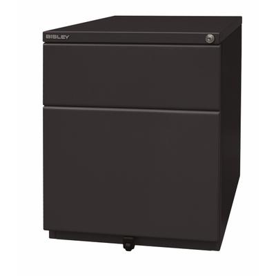 BISLEY OBA Rollcontainer mit 2 Schüben aus Metall abschließbar in schwarz - Bürocontainer mit Universalschublade & Hängeregistratur, Container mit