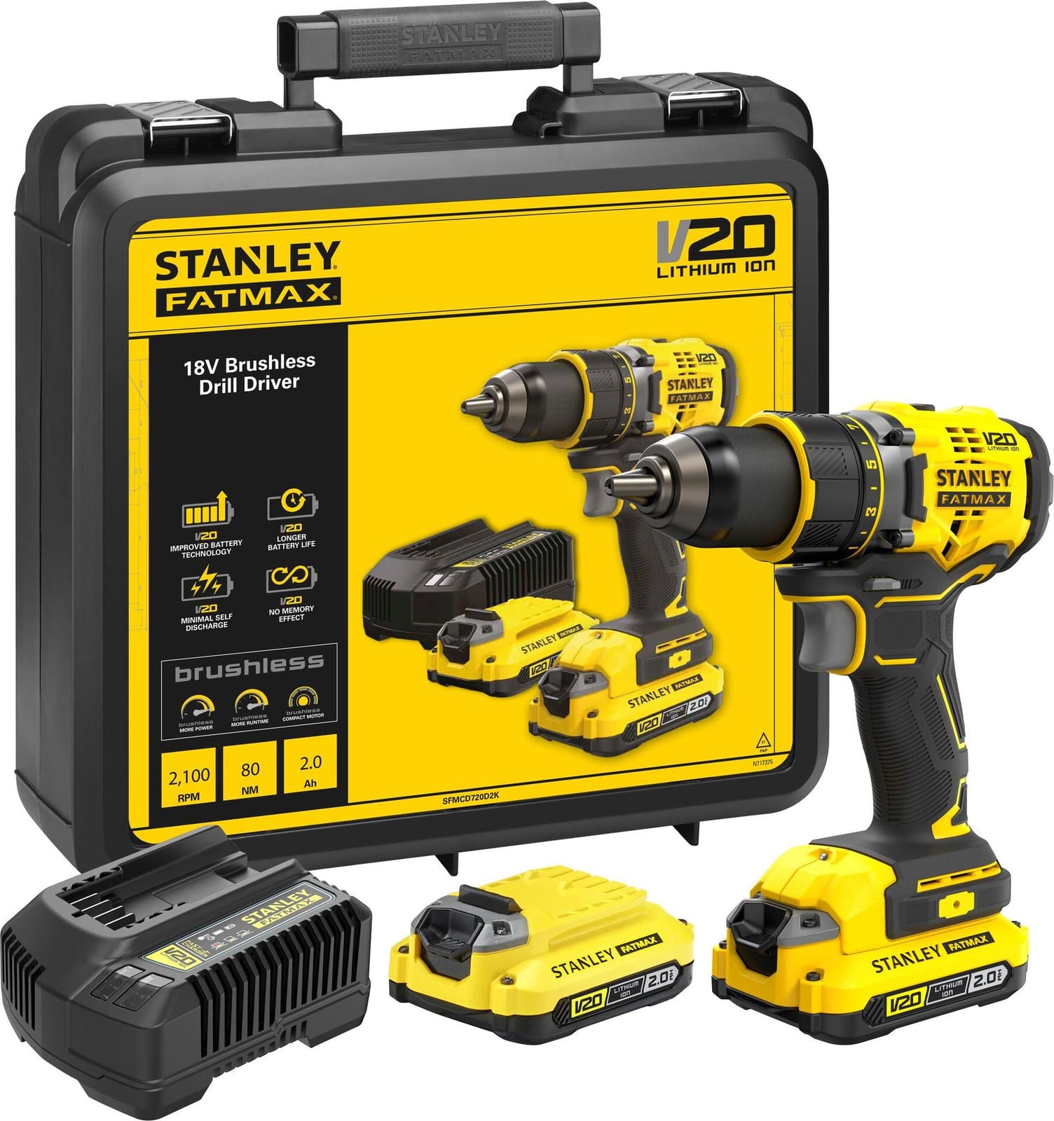 Stanley SFMCD720D2K 18V Accu boormachine en schroefmachine set