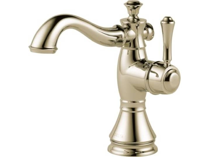 Delta Wasserhahn 597lf-pnmpu Cassidy Single hole-single handle-4-inch Teller/Metall Pop-Up, Nickel poliert