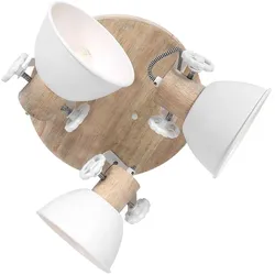 Spotrondell Deckenleuchte Spotlampe Holz natur weiß verstellbar 3 Flammig E27
