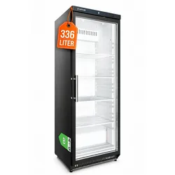 GastroHero Lagerkühlschrank ECO 400 Glastür Schwarz 336 Liter LED Beleuchtung Umluftkühlung 2 bis +8 °C Gewerbekühlschrank