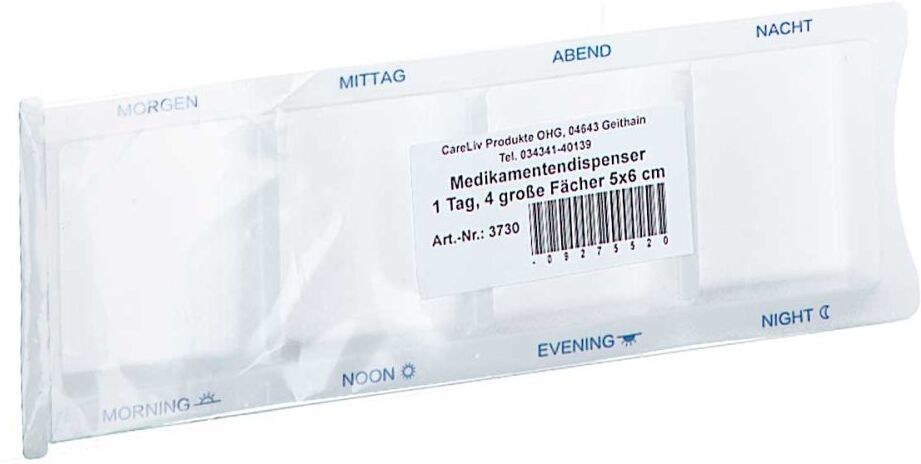 Careliv Produkte Medikamenten Dispenser 1 Tag 4 gros.Fäch.5x6cm 1stk