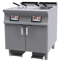 Elektrische digitale Friteuse 2 Becken 18 lt. Struktur aus rostfreiem Stahl. Abmessungen 80x70,5 h 90 cm. Modell F2/18-78ETD