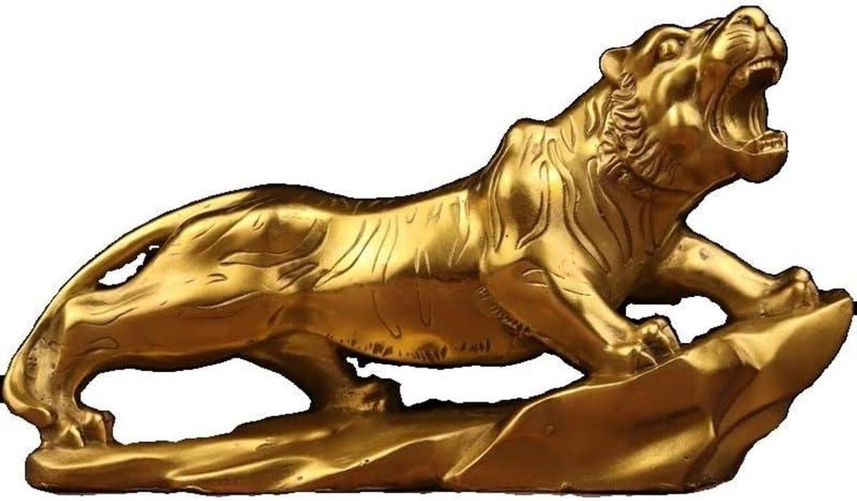 Bronskleurige Tijger Beeld voor Decoratie - 30 cm Lengte