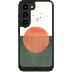 Nivocase Handyhülle für Samsung Galaxy S23 Hülle NIVOpure Case Schwarz Sonnenschein Sonnenuntergang Vogel (Samsung Galaxy S23), Smartphone Hülle, Schwarz