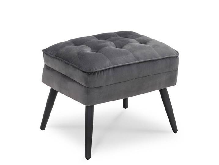 M MCombo 7278 Tabouret rembourré en velours avec pieds en métal pour salon chambre à coucher Carré Gris