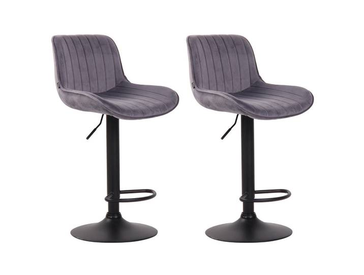 CLP Barhocker 2er Set Samt Dunkelgrau, Metall, 50x86x50 cm, Esszimmer, Barmöbel, Barhocker