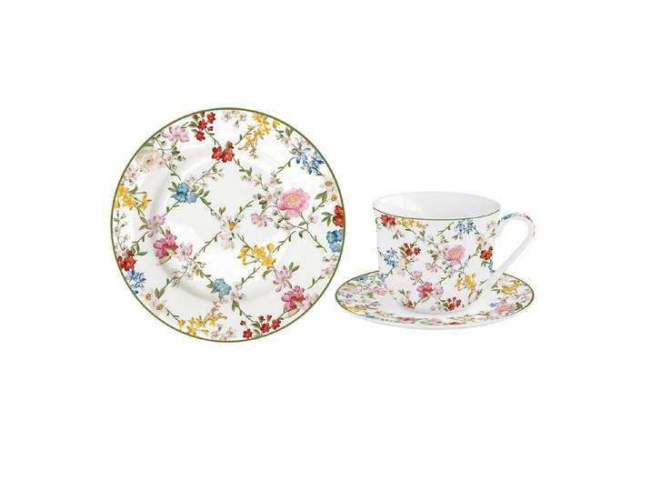 EasyLife Tasse Garden Dreams, Porzellan, Spülmaschinengeeignet, Mehrfarbig, Blumenranken, H: 10cm