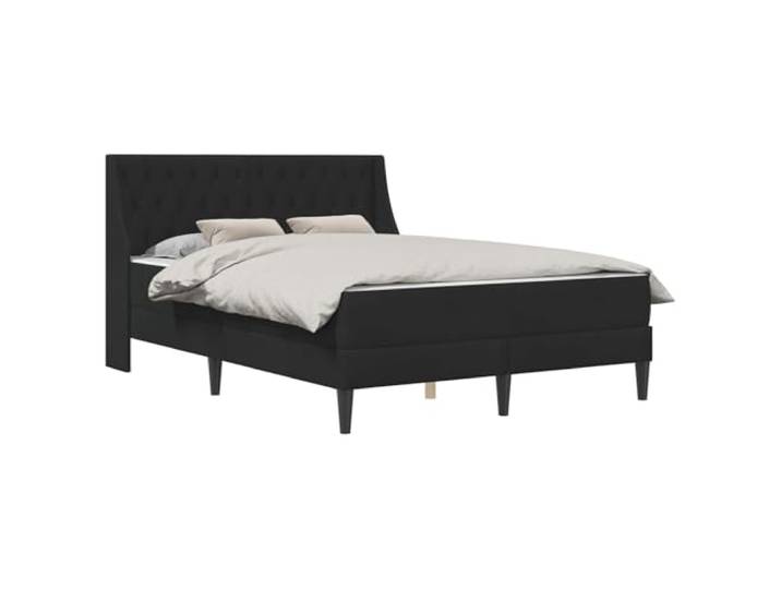 HBBMGYD Bettgestell, Velours, Schwarz, mit Schaumstoffmatratze, 180 x 200 Schmutzabweisende Beschichtung, integrierter Lattenboden, stabile gedrehte Füße, Nassreinigung, Design