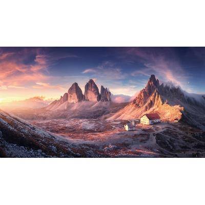 Fototapete PAPERMOON "Landschaft mit Haus", bunt, B:3m L:2,23m, Vlies, Tapeten