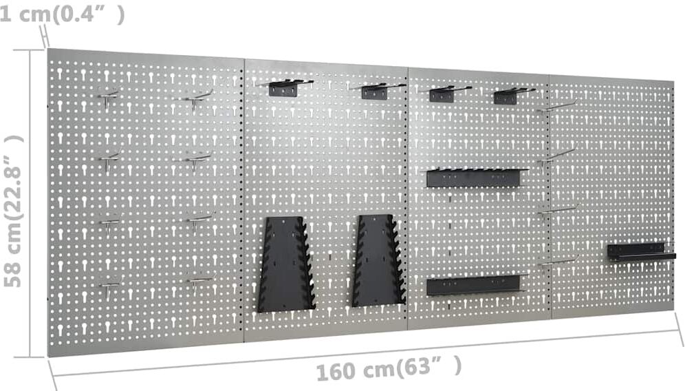 vidaXL Établi avec 4 panneaux muraux et 2 armoires