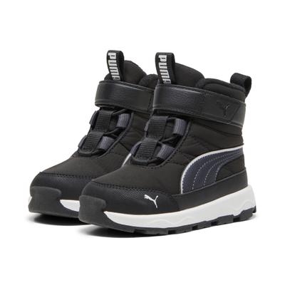 Winterboots PUMA "EVOLVE BOOT AC+ INF", Kinder, Gr. 20, Textil, schwarz-weiß (puma schwarz, strong gray, puma weiß), Schuhe Winterboots, knöchelhohe Form, elastische Schnürsenkel, Klettverschluss