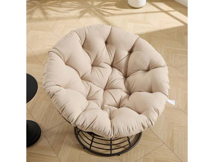 Fauteuil Papasan ergonomique en osier pivotant à 360° avec coussin épais pour intérieur et extérieur
