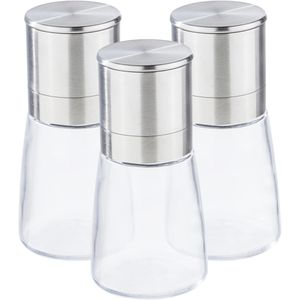 Böttcher-AG Gewürzmühle Höhe 13 cm, 3 Stück, Edelstahl, silber, Keramikmahlwerk, Salz- und Pfeffermühle