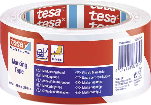 Tesa 60760-00088-15 Bodenmarkierungsband tesa Professional Rot/Weiß (L x B) 33m x 50mm 1St.