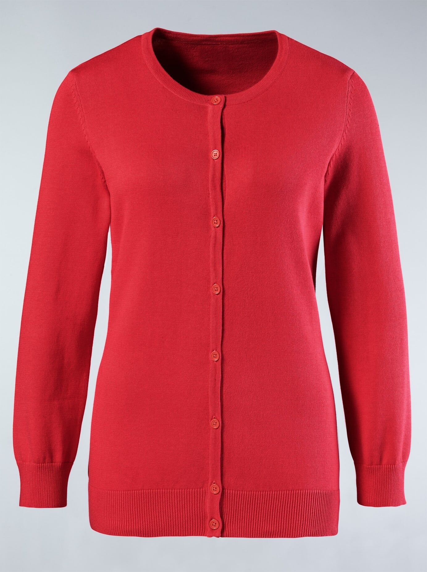 Strickjacke CLASSIC BASICS, Damen, Gr. 48, rot (korallenrot), 100% Baumwolle, unifarben, figurumspielend, Strickjacken Strickjacke korallenrot 48