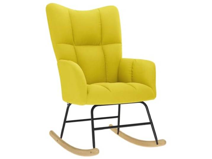NLQMSU Schaukelstuhl, hellgelb, Polyestergewebe Holz und Metall, gepolsterte Armlehnen, bequeme Rückenlehne, für Wohnzimmer und Esszimmer