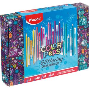 Maped Malset Color Peps Glittering, 984722, Glitzerkleber,Filz-,Bunt- & Wachsmalstifte 31-tlg.