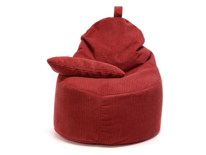Fauteuil Poire Pouf YOKO en Velours Côtelé Avec coussin Rouge