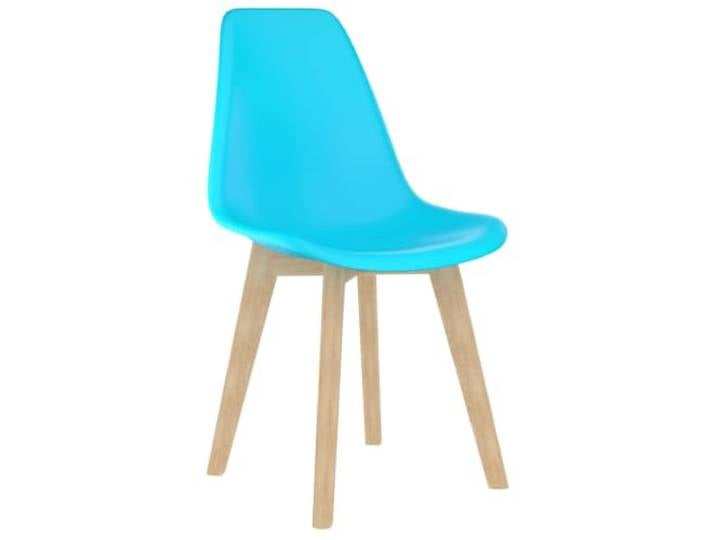 POUFGDR 4 Esszimmerstühle, blau, Kunststoff, Polypropylen Ergonomisch gebogene Rückenlehne, Beine aus Buchenholz, zeitgenössisches minimalistisches Design, leicht zu reinigen