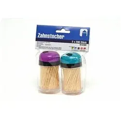 Zahnstocher Picks Holzstäbchen 400 Stück Hartplastikbox bunt sortiert