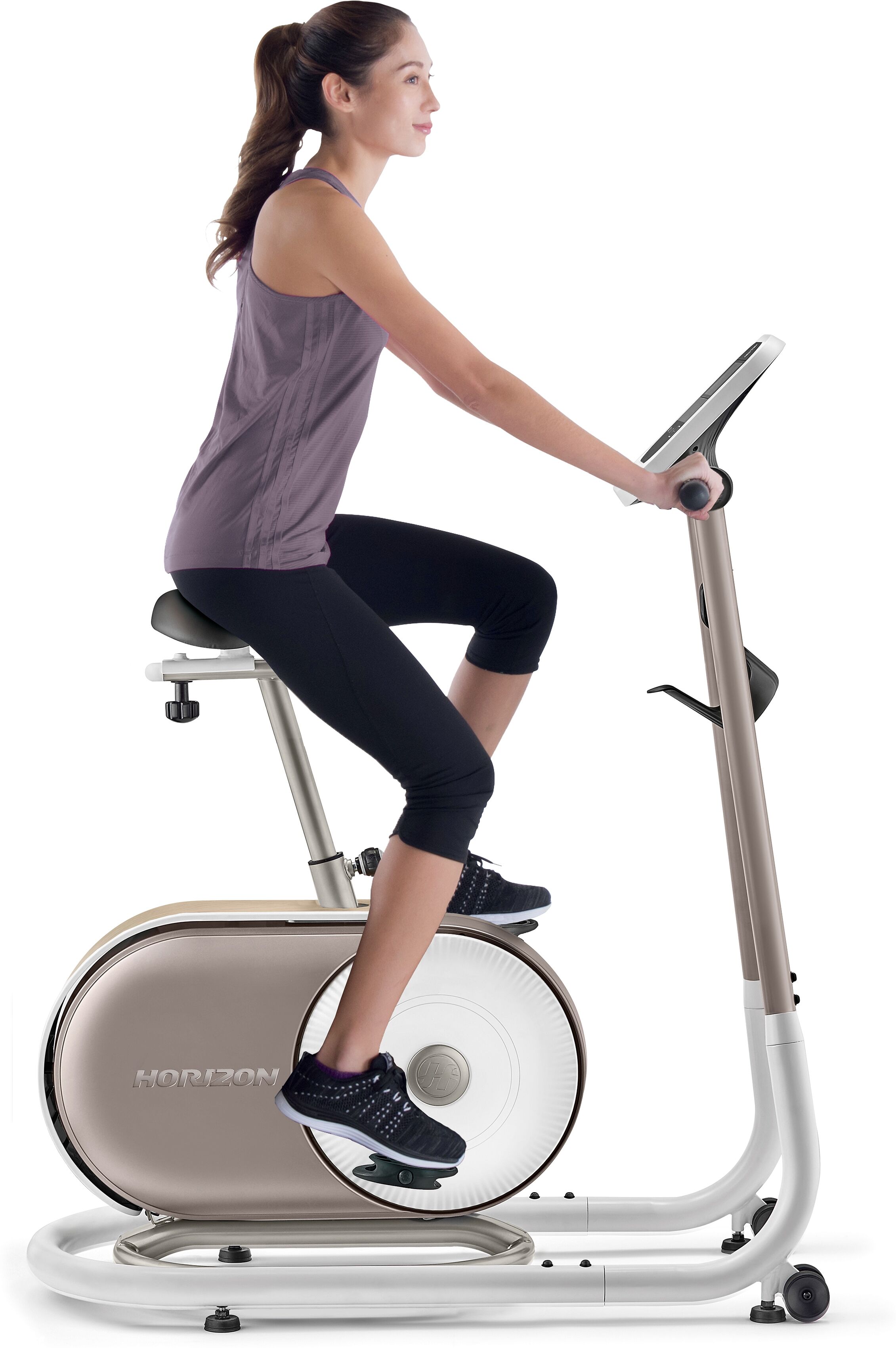 Heimtrainer HORIZON FITNESS "Citta BT5.1", gold (weiß, goldfarben), Heimtrainer, KinderB:65cm H:118cm L:120cm, Heimtrainer, 136 kg max. Benutzergewicht, Fahrrad, 20 Widerstandsstufen, B:65cm H:118cm L:120cm