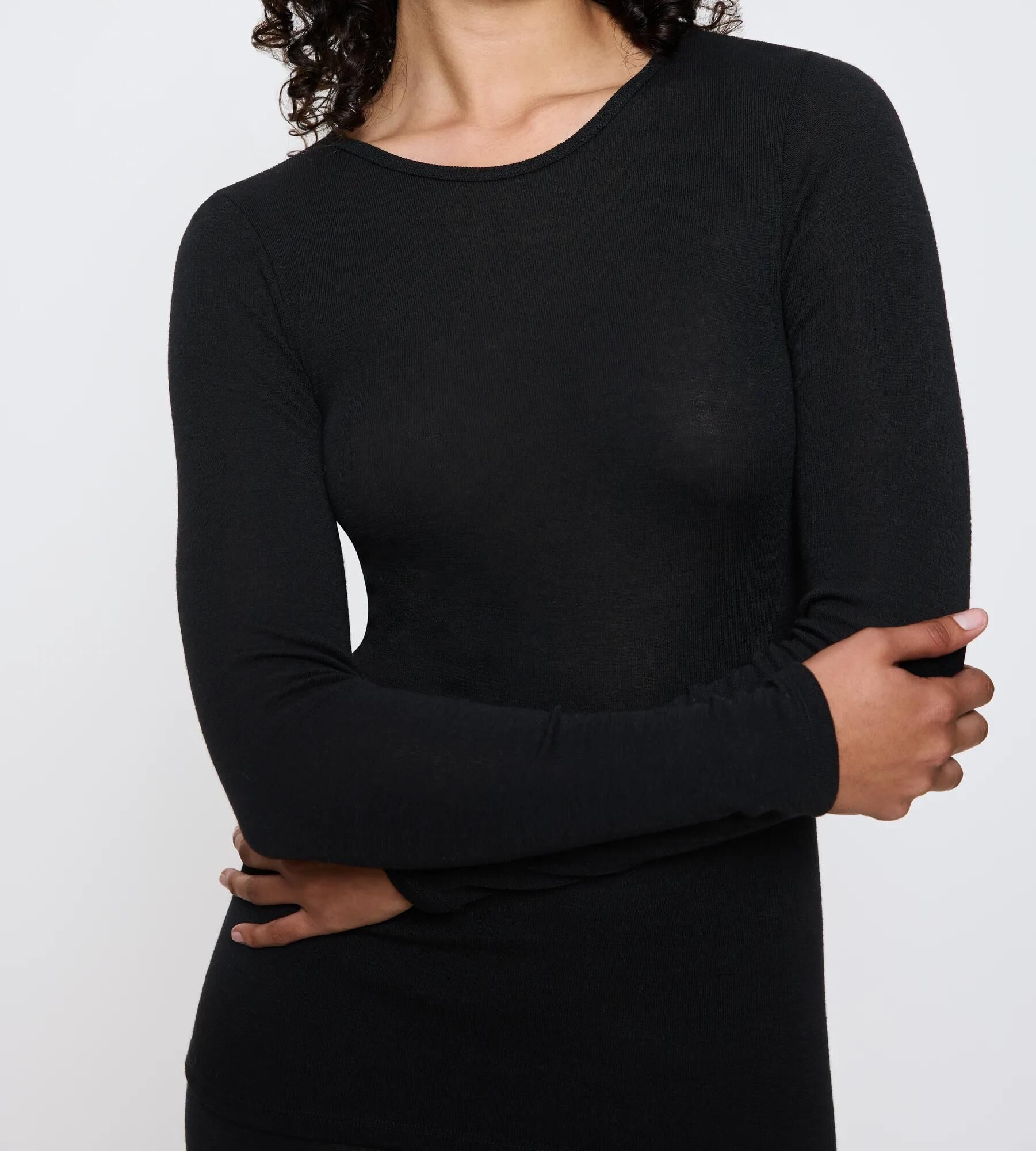 Langarmshirt TRIUMPH "Beauty Layers LSL Top Wool", Damen, Gr. L, schwarz, Single Jersey, Obermaterial: 100% Wolle, hüftbedeckend, Rundhals, Shirts Langarmshirt, weiche Wolle, langärmelig, in Single-Jersey Qualität schwarz L