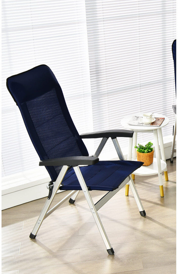 Dakota Fields Folding Recliner Chair Navy 121cm H X 60cm W X 64cm D