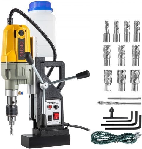 VEVOR Elektrische Magneetboormachine 1100W met 12000N Magnetkracht, Geel