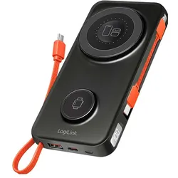 LogiLink Prüfen (10000 mAh, 20 W), Powerbank, Schwarz