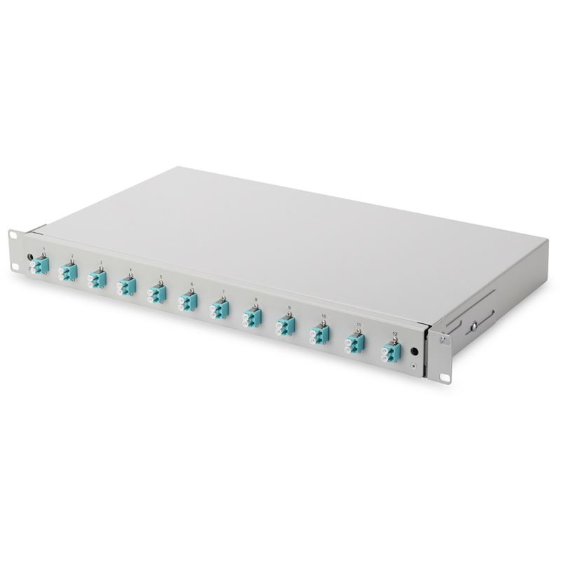 Digitus Professional Spleißbox 1HE Glasfaser bestückt ausziehbar grau