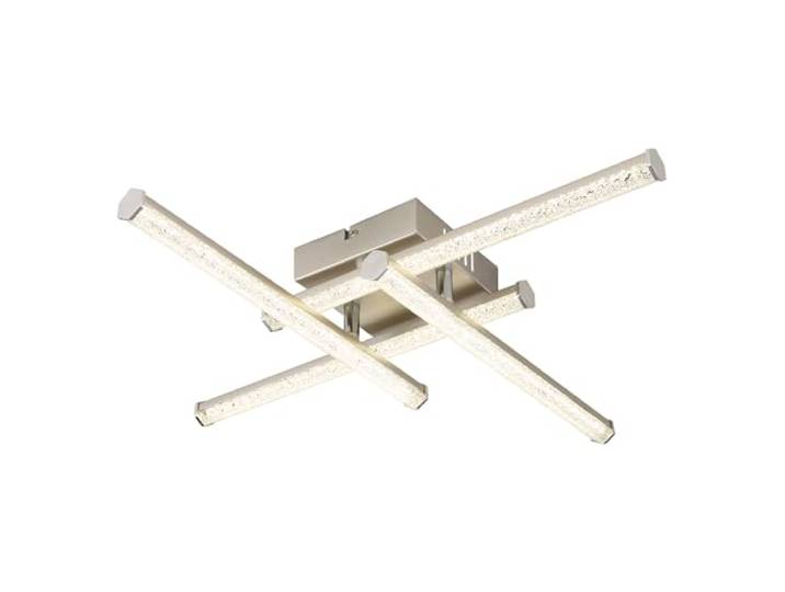 LED Deckenleuchte Deckenlampe schwenkbar Kristallleuchte Wohnzimmerlampe, nickel-matt chrom klar, 24W 1840Lm neutralweiß, LxBxH 50x50x8,8 cm