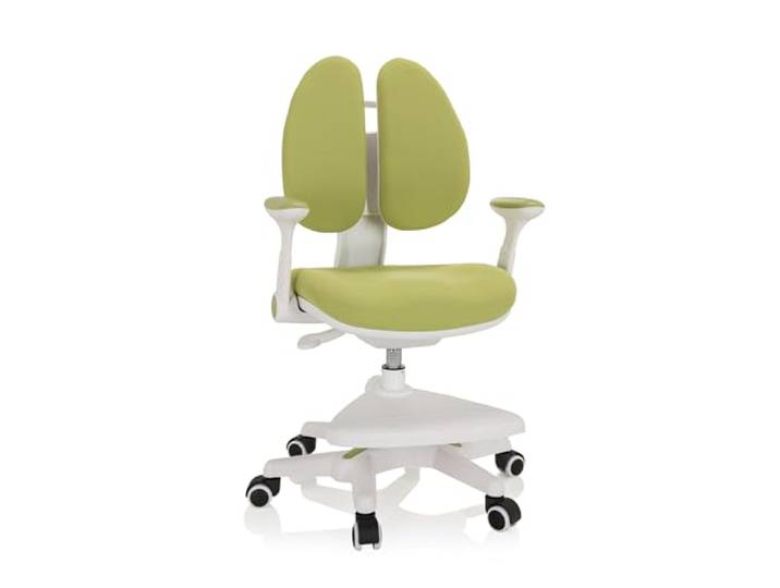 hjh OFFICE 736417 Chaise pour des Enfants Kid Wing Tissu Vert Repose-Pieds pratiquement réglable en Hauteur\, pivotant