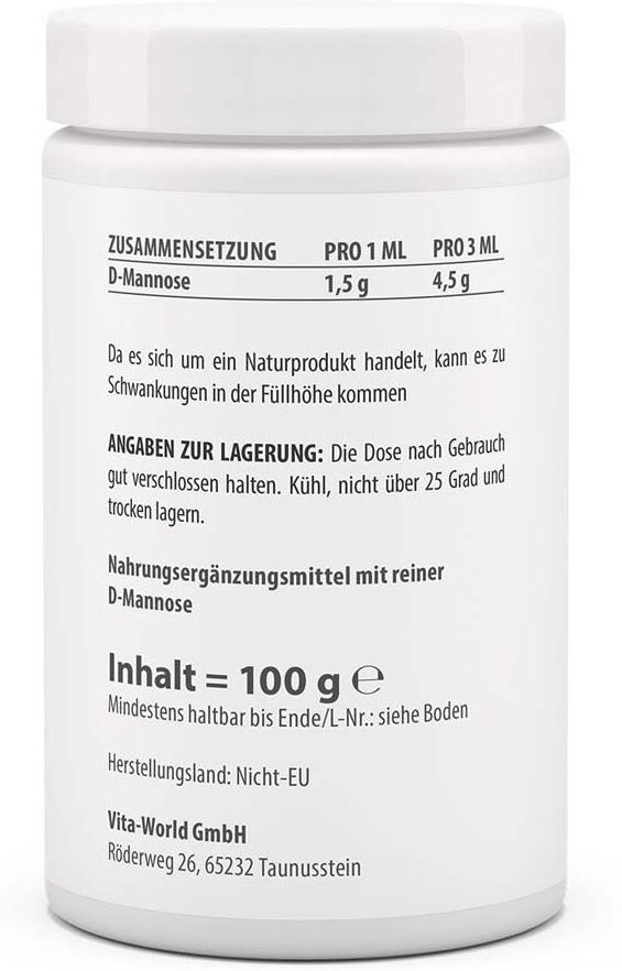 vitaworld D-Mannose Hochrein Pulver 100 g