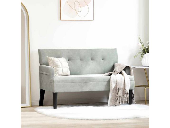 vidaXL Chesterfield Bench Hellgrau 112 x 65,5 x 75 cm Samt