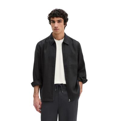 Kurzjacke MARC O'POLO "aus reinem Leinen", Herren, Gr. M, schwarz, Obermaterial: 100% Leinen, unifarben, regular fit, Manschette, Jacken Kurzjacke