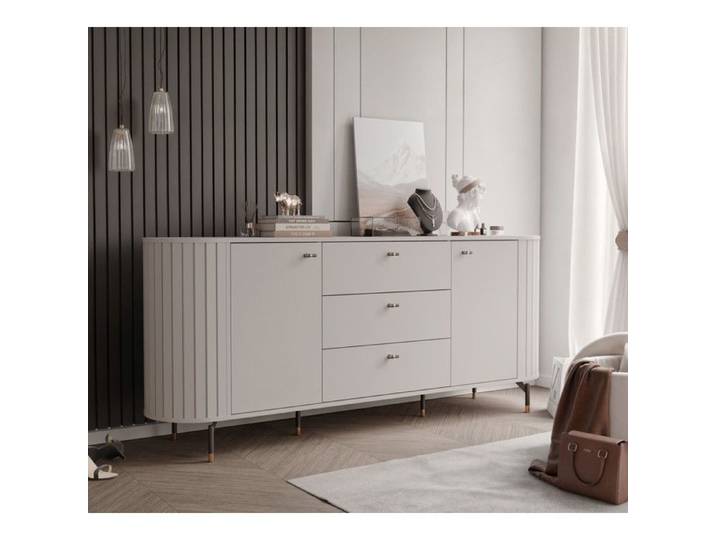 Commode Salon SENTO - Commode Chambre - 190x40x81 cm - 2 portes et 3 tiroirs - Cachemire