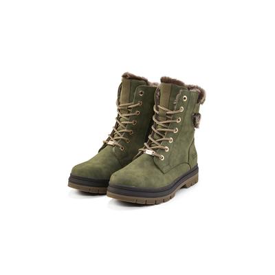 Stiefel TOM TAILOR "Tom Tailor Boots", Damen, Gr. 36, grün (khaki), Polyurethan, unifarben, Schuhe Stiefel
