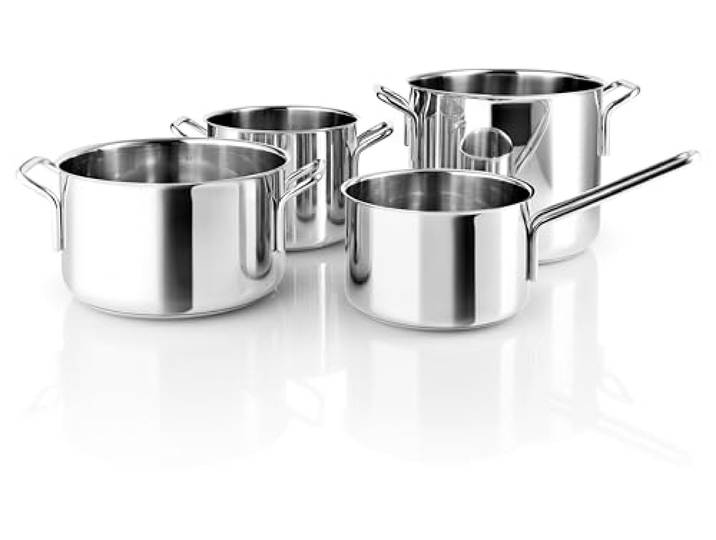 Eva Trio Stainless Steel Topfset 4 St. 1,8 l 2,2 l 3,6 l 4,8 l Komplettes Topfset, das jeden Bedarf beim täglichen Kochen abdeckt Polished Steel