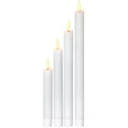 LED Stabkerzen Flamme Echtwachs flackernde LED 4 Größen Timer weiß 4er Set