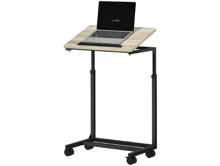 FELIXLEO Beistelltisch Beistelltisch C Form höhenverstellbar Rollen Sofatisch Laptop Weiß (1-St)