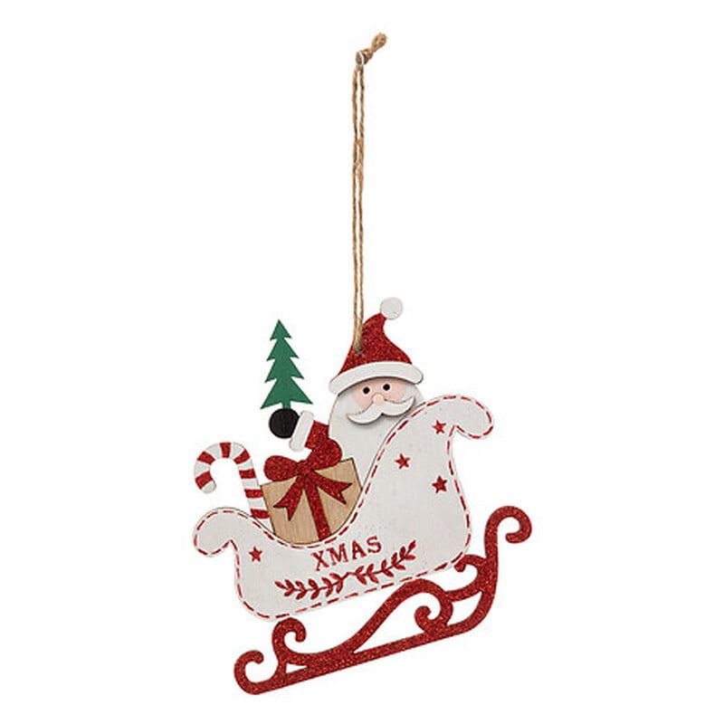 Feeric Lights & Christmas Houten Kerst Slede Ornament - Rood, 14 cm