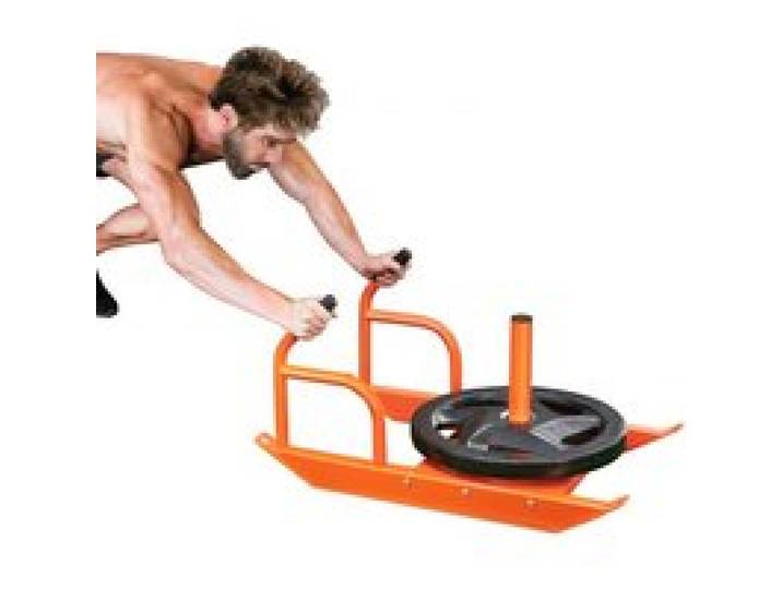 VEVOR Traineau de Puissance Résistance, Luge de Force avec Poignée, Équipement d'Entraînement en Acier pour Exercices Athlétiques et Amélioration de la Vitesse, pour Plaque de Poids 2,5-5 cm, Orange